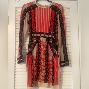 Never worn! Long sleeve lace up detail dress